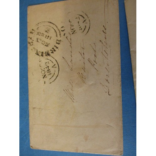 196 - A parcel of 19th century postal items to include Georgian letters and penny red stamps, all in used ... 