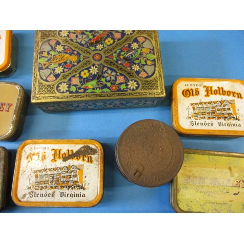 346 - A parcel of vintage tins and a Bovril wood crate, all in used condition with age-related marks