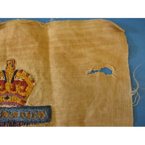 221 - Two Boer War embroidered cloth panels, one dated, both in good condition with age-related marks, app... 