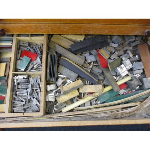 280 - Two vintage printers lead type cabinets with contents, in well used condition with age-related marks