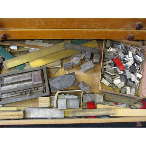 280 - Two vintage printers lead type cabinets with contents, in well used condition with age-related marks