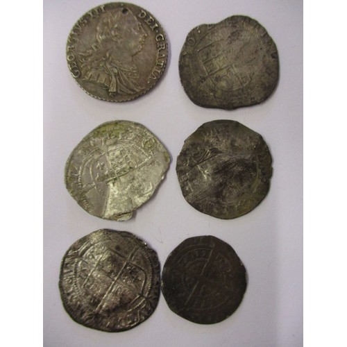 118 - A parcel of medieval hammered silver coins and 5 milled silver coins, of various dated and grades to... 