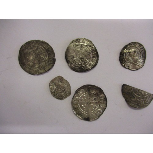 118 - A parcel of medieval hammered silver coins and 5 milled silver coins, of various dated and grades to... 