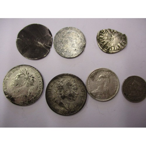 118 - A parcel of medieval hammered silver coins and 5 milled silver coins, of various dated and grades to... 