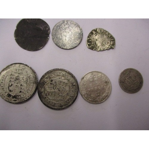 118 - A parcel of medieval hammered silver coins and 5 milled silver coins, of various dated and grades to... 