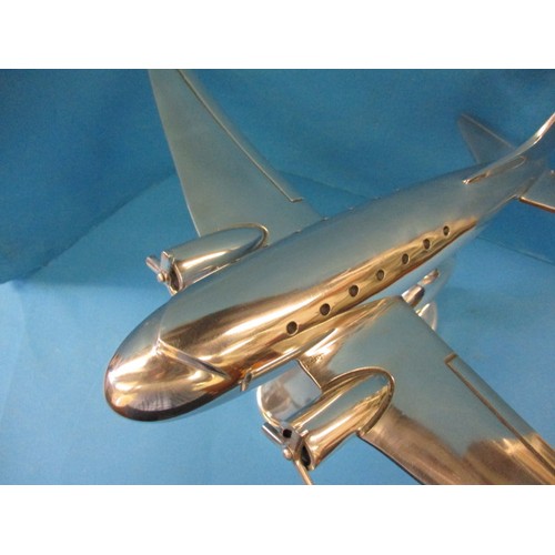 205 - A large cast aluminium model of a vintage aeroplane, approx. wingspan 55cm