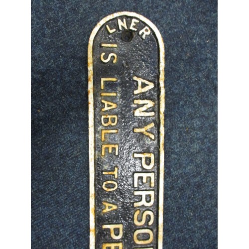 260 - An original LNER cast iron railway sign, approximate length 103cm. With general age related wear and... 