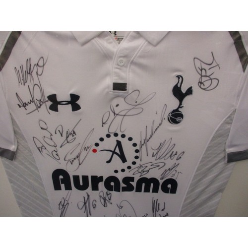 374 - A signed Tottenham Hotspur Framed Football shirt, signed by the Spurs legends to include Les Ferdina... 