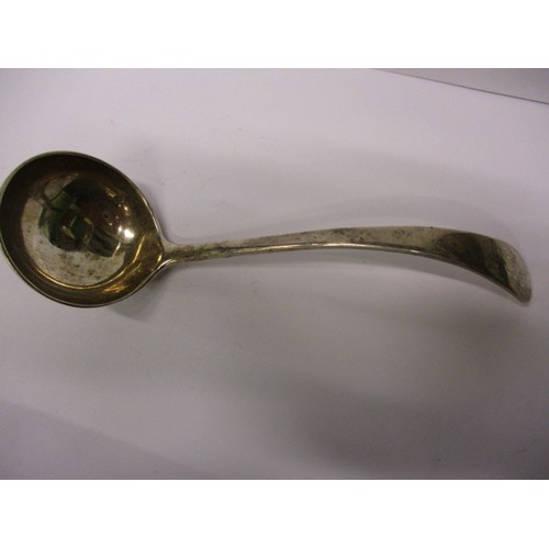 144 - A sterling silver sauce ladle and a New Zealand Art deco silver box with hardstone top, box marked; ... 