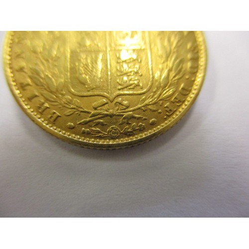 94 - An 1852 shield back sovereign, a fine grade coin, London mint, a coin that’s been in circulation