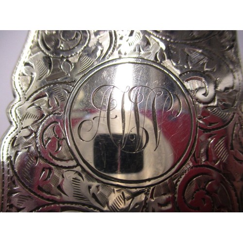 150 - An Edwardian sterling silver card case, with good working closure, initialled cartouche to front, in... 