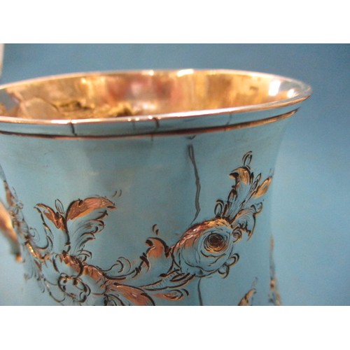 151 - A mid 18th century sterling silver tankard, London hallmark, approx. weight 344.7g, having a few sma... 