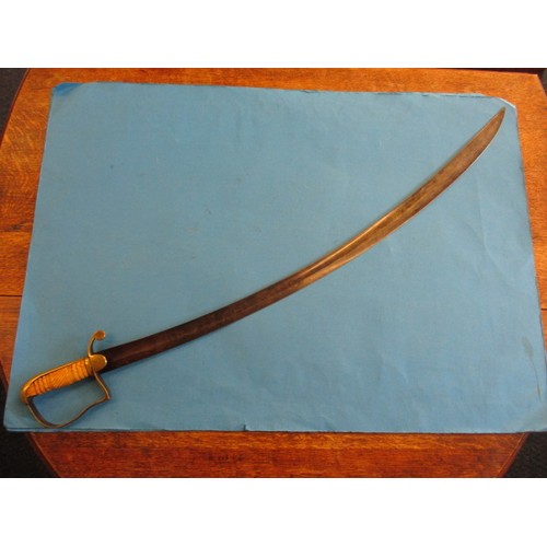 233 - A 1796 pattern sabre sword with blue and gilt blade with masonic? Syphers and bone grip, in good con... 