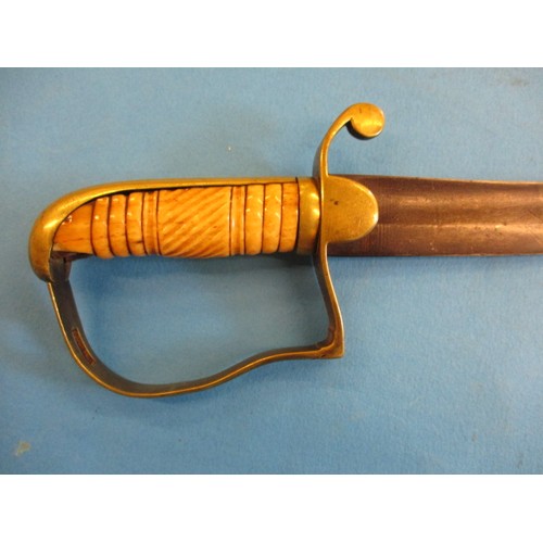 233 - A 1796 pattern sabre sword with blue and gilt blade with masonic? Syphers and bone grip, in good con... 