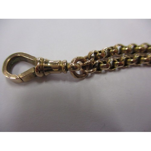 31 - A Victorian 9ct yellow gold double strand muff chain, approx. length 79cm approx. weight 29.7g in go... 