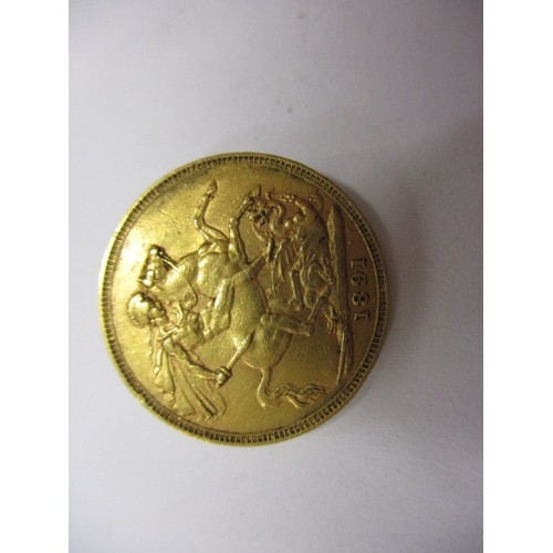 80 - A Victorian full gold sovereign dated 1891, a BV grade coin that’s been in circulation