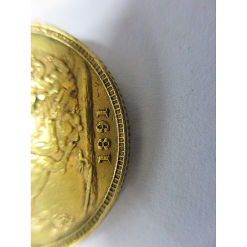 80 - A Victorian full gold sovereign dated 1891, a BV grade coin that’s been in circulation