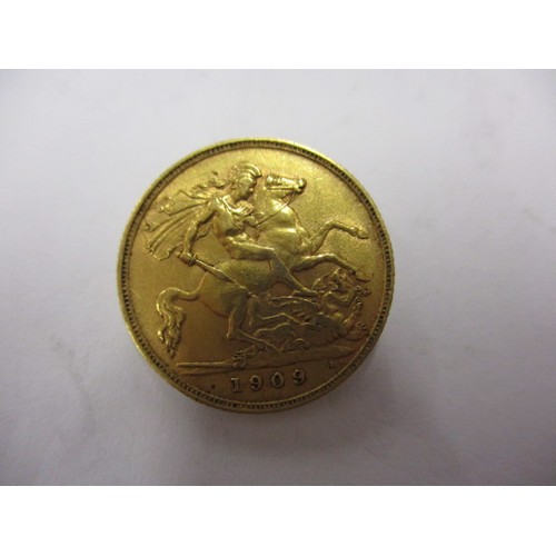 67 - An Edward VII gold half sovereign dated 1909, a BV grade coin that’s been in circulation