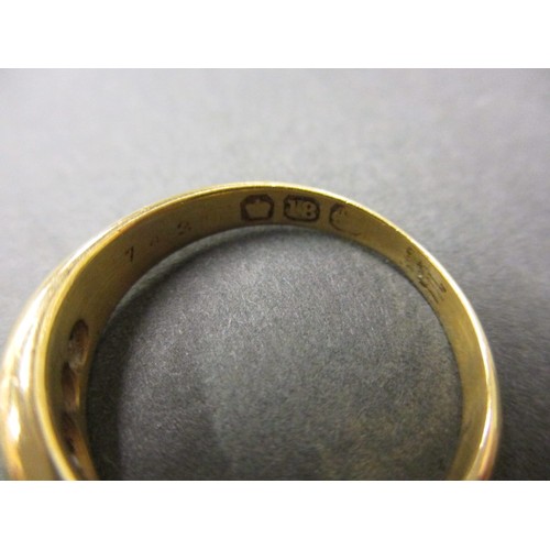 13 - A vintage 18ct yellow gold ring set with 5 diamonds, approx. ring size M, approx. weight 4.1g, in pr... 