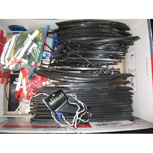 335 - A large quantity of vintage Scalextric model motor racing items, to include cars track and track sid... 