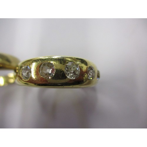 17 - A boxed pair of 18ct yellow gold 5 stone diamond rings, approx. weight 23.8g, made for twin boys 21s... 