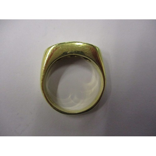 45 - An 18ct yellow gold 3 stone diamond signet ring, approx. weight 14.1g approx. ring size ‘U’ with 3 g... 