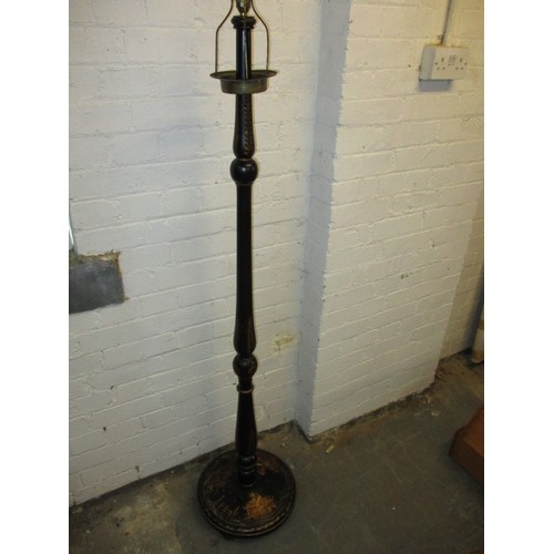 340 - An early 20th century ebonised chinoiserie decorated standard lamp body, approx. height 157cm in goo... 