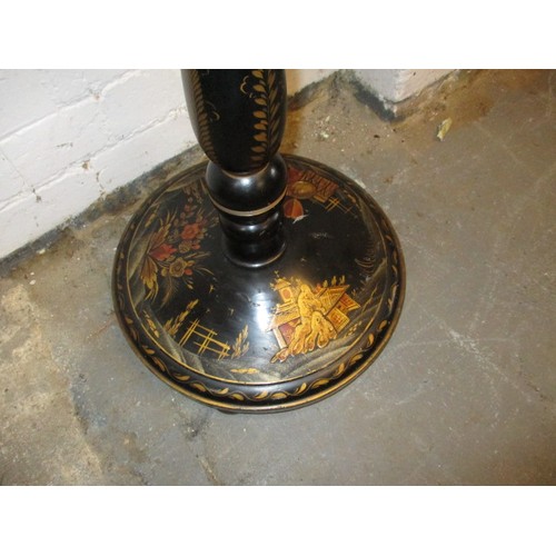 340 - An early 20th century ebonised chinoiserie decorated standard lamp body, approx. height 157cm in goo... 