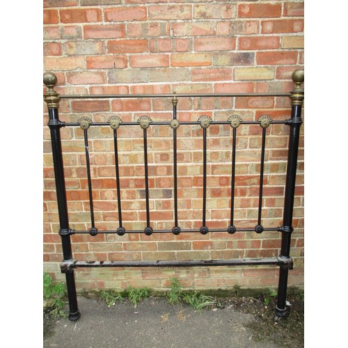 343 - An antique brass and iron double bed frame, in good useable condition with use related marks and one... 