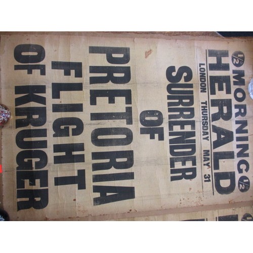 348 - Two original Morning Herald newspaper stand headline posters dated c1900 for Boar War events, having... 