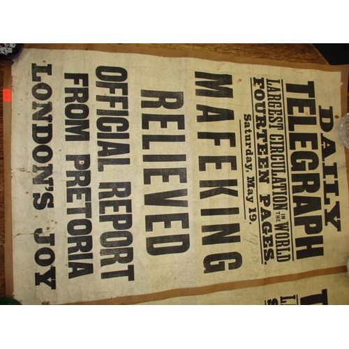 349 - Two original Daily Telegraph newspaper stand headline posters dated C1900,for Boer War events having... 