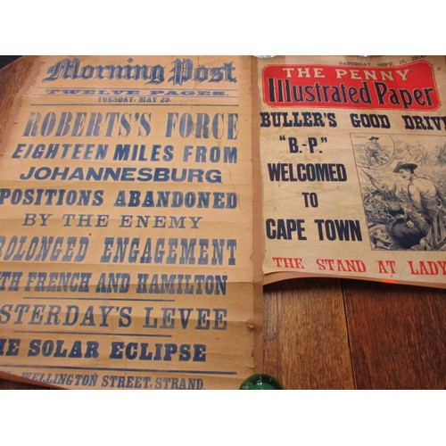 345 - Two original Daily newspaper stand headline posters, Morning post and the Penny Illustrated, dated c... 