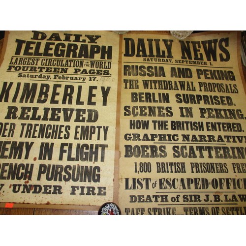 351 - Two original Daily newspaper stand headline posters, Daily Telegraph and the Daily News, dated c1900... 