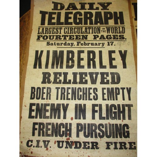 351 - Two original Daily newspaper stand headline posters, Daily Telegraph and the Daily News, dated c1900... 