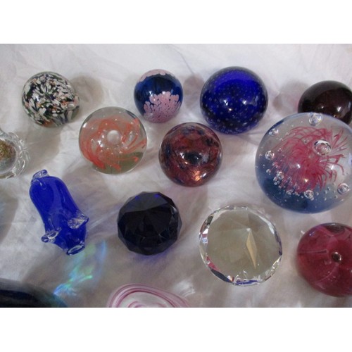 206 - A large quantity of glass paperweights and fancies, to include examples by Swarovski, one has a very... 