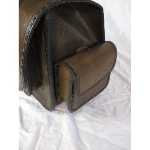 182 - A leather shooting cartridge accessory  bag, in good used condition with working closures, approx. l... 