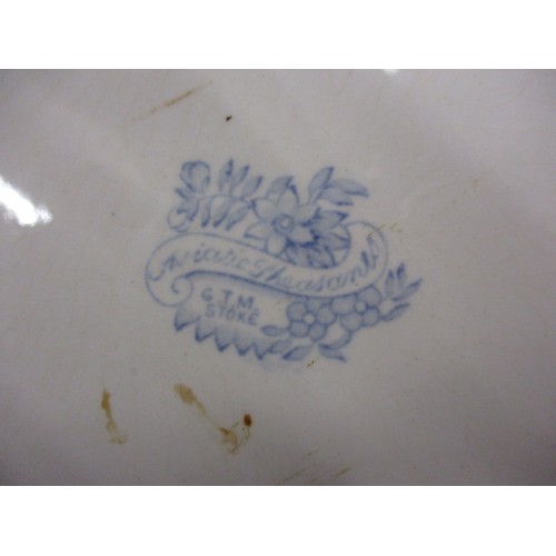 209 - A quantity of 19th century Blue & White platters, most in the Asiatic pheasant design, includes a tu... 