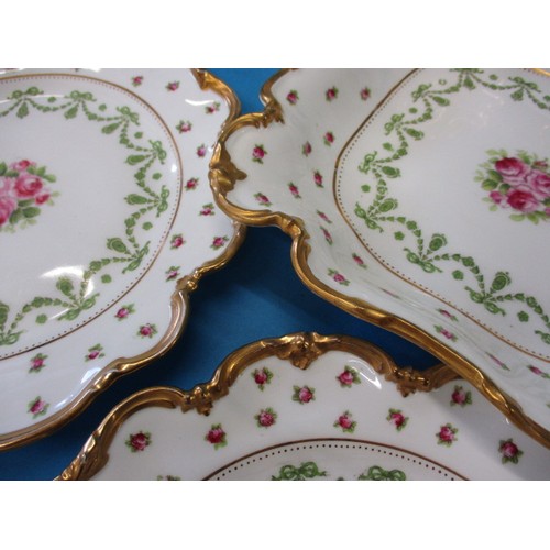 220 - A 1920s George Jones & Sons 6 place cake & muffin set decorated in rose & swag design, in good condi... 