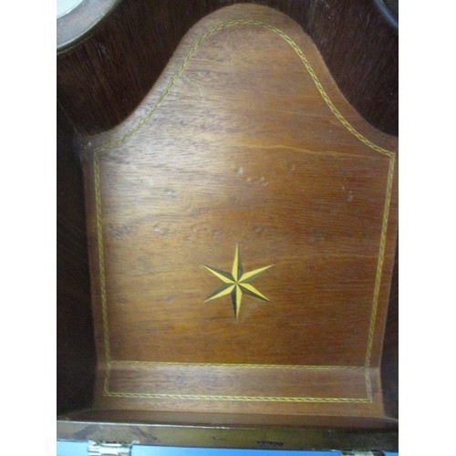 196 - A Georgian table top cutlery box with brass fittings and internal decorative inlay, some veneer lift... 