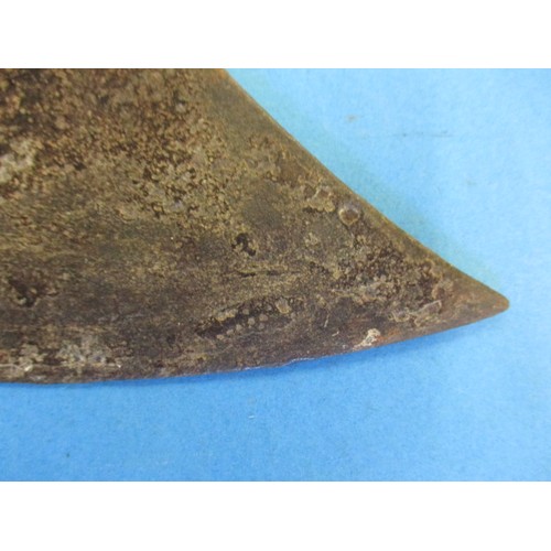 174 - An antique battle axe head, reportedly museum assessed and 13/14th century, approx. length of blade ... 