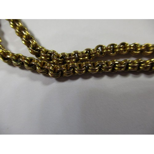 29 - A Victorian unmarked gold necklace chain with yellow metal mourning hair locket, approx. parcel weig... 