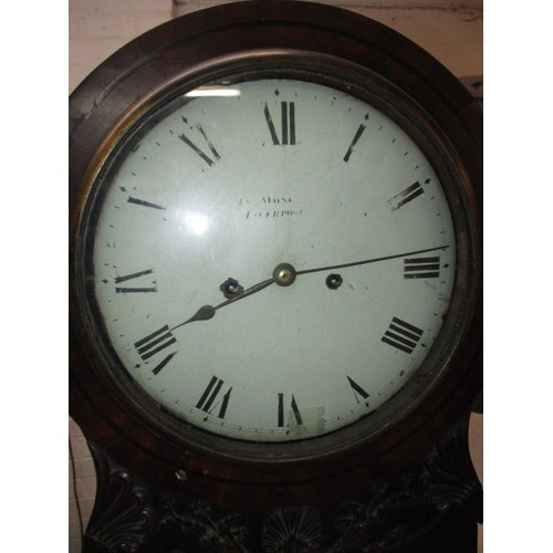 183 - An antique regulator style English longcase clock; Mahogany dome tipped case with glazed door and gi... 