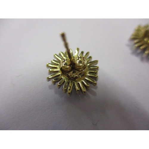 40 - A pair of gold and diamond daisy flower stud earrings, marked 10k in good pre-owned condition