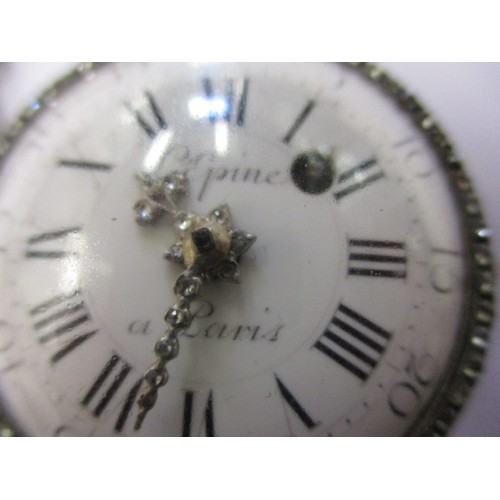 71 - A French Louis XV gold open face pocket watch, the enamel dial marked L’epine,  a Paris, with hand p... 