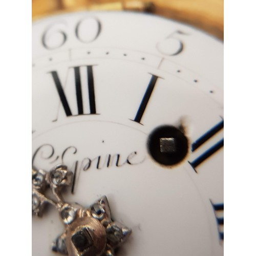 71 - A French Louis XV gold open face pocket watch, the enamel dial marked L’epine,  a Paris, with hand p... 