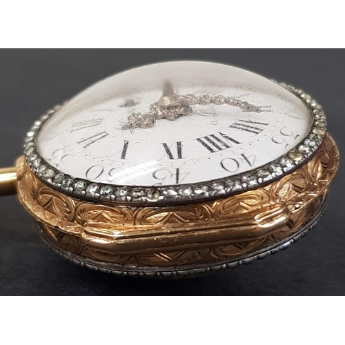 71 - A French Louis XV gold open face pocket watch, the enamel dial marked L’epine,  a Paris, with hand p... 