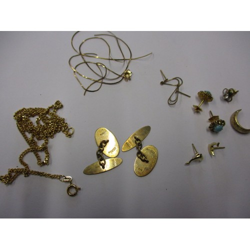 55 - A parcel of scrap gold and yellow metal items, approx. parcel weight 12.9g most hallmarked