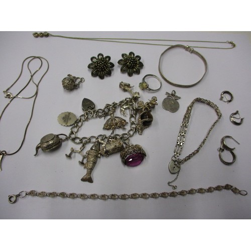 A parcel of 925 silver and white metal jewellery items, approx. weight 107g, most marked, some with damages so sold as scrap