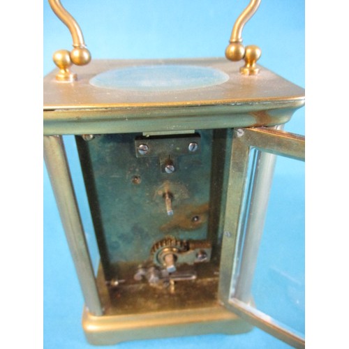 190 - A vintage brass 5 glass carriage clock, in current working order, enamel dial has a crack and genera... 