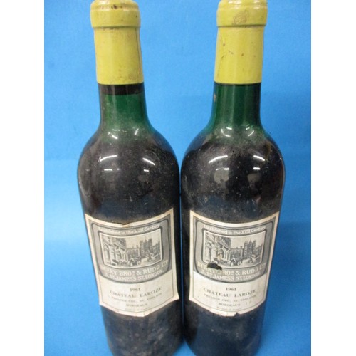 277 - 2 Bottles of 1961 Chateau Laroze premier Cru, St, Emilion Bordeaux, both settled high shoulder, priv... 